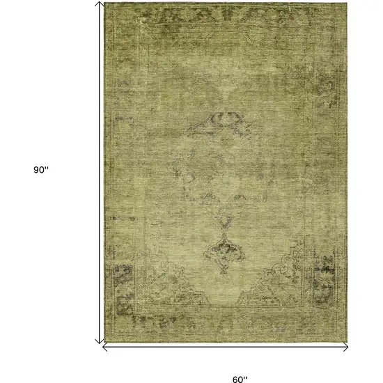 Khaki Brown And Taupe Oriental Washable Indoor Outdoor Area Rug Photo 3