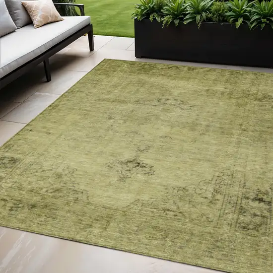 Khaki Brown And Taupe Oriental Washable Indoor Outdoor Area Rug Photo 1