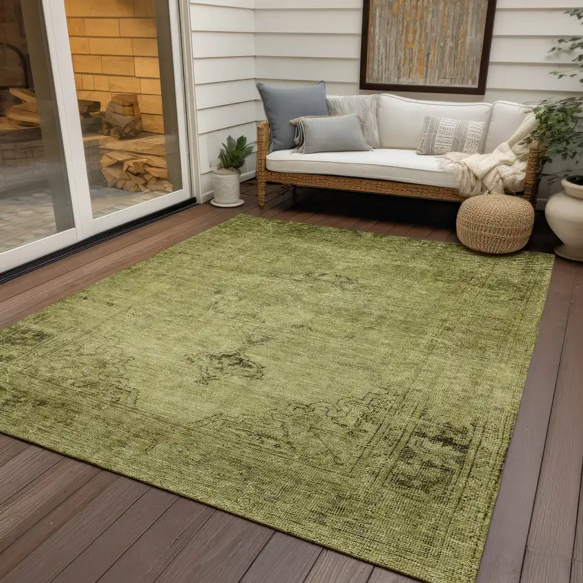 Khaki Brown And Taupe Oriental Washable Indoor Outdoor Area Rug Photo 9