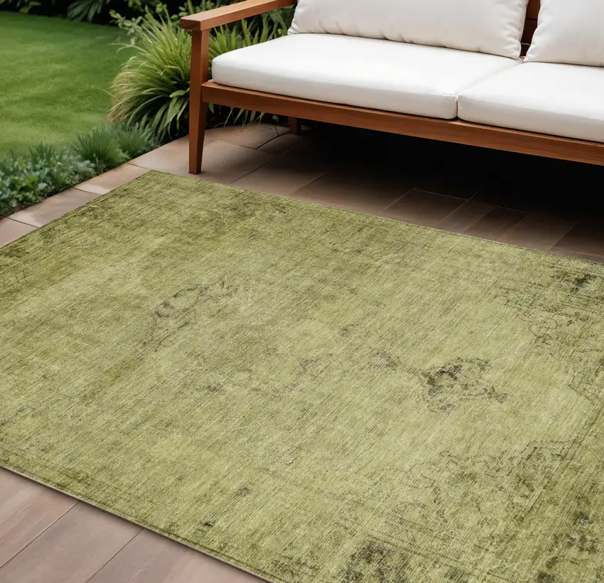 Khaki Brown And Taupe Oriental Washable Indoor Outdoor Area Rug Photo 1