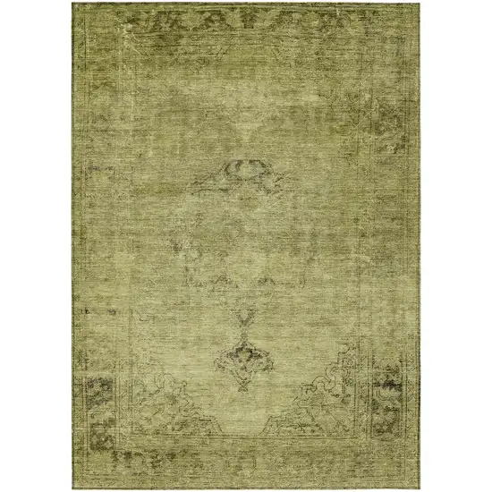Khaki Brown And Taupe Oriental Washable Indoor Outdoor Area Rug Photo 2