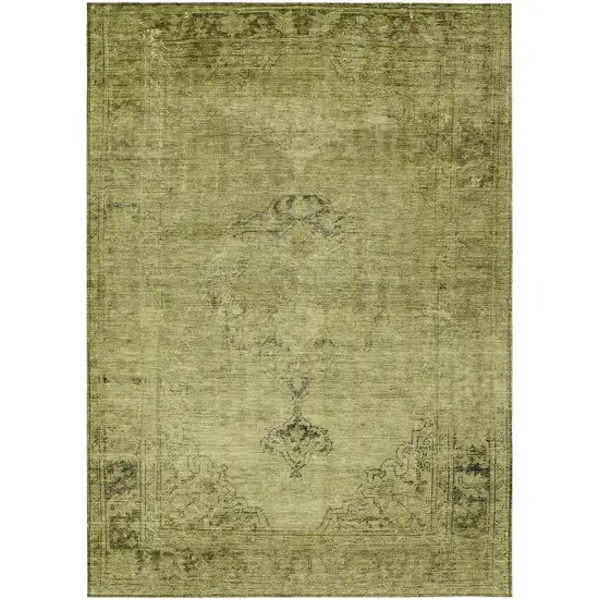 Khaki Brown And Taupe Oriental Washable Indoor Outdoor Area Rug Photo 2