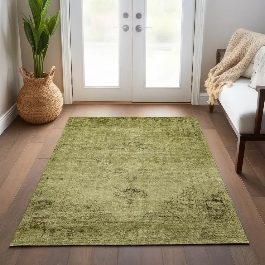 Khaki Brown And Taupe Oriental Washable Indoor Outdoor Area Rug Photo 8