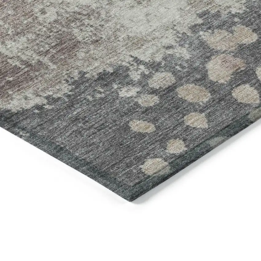 Khaki Charcoal And Ivory Abstract Washable Indoor Outdoor Area Rug Photo 8