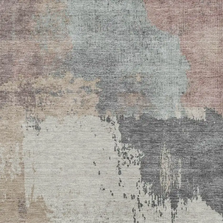 Khaki Charcoal And Ivory Abstract Washable Indoor Outdoor Area Rug Photo 9