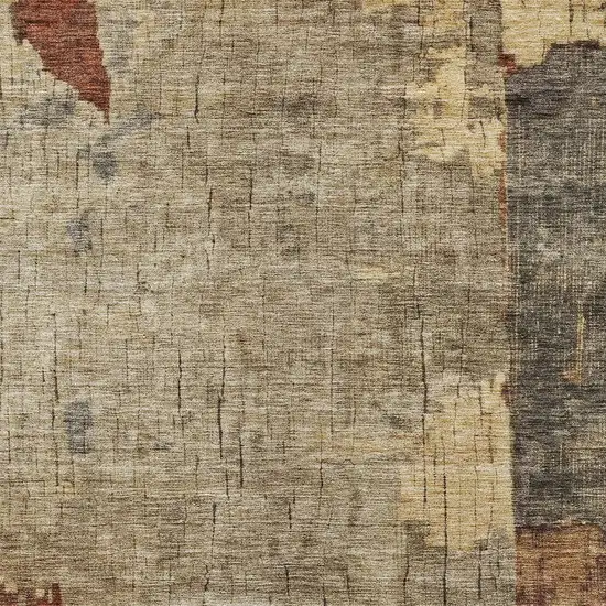 Khaki Charcoal And Terra Cotta Abstract Washable Indoor Outdoor Area Rug Photo 6
