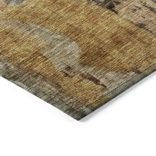 Khaki Charcoal And Terra Cotta Abstract Washable Indoor Outdoor Area Rug Photo 5