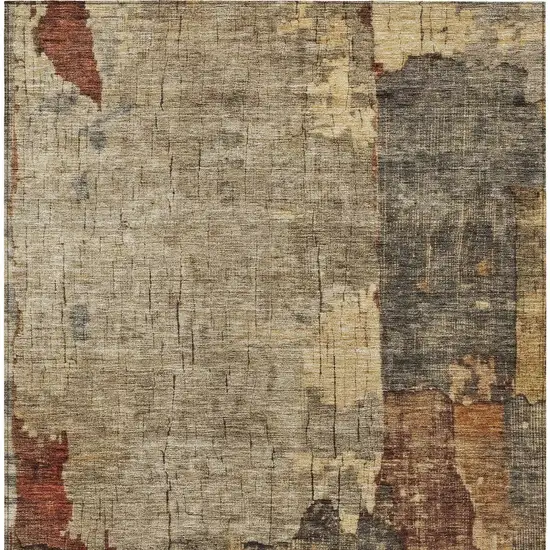 Khaki Charcoal And Terra Cotta Abstract Washable Indoor Outdoor Area Rug Photo 7