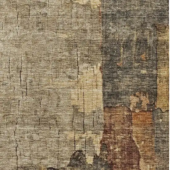 Khaki Charcoal And Terra Cotta Abstract Washable Indoor Outdoor Area Rug Photo 6