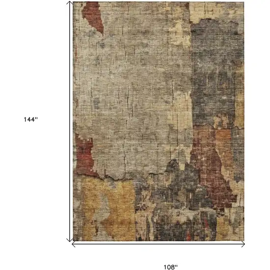 Khaki Charcoal And Terra Cotta Abstract Washable Indoor Outdoor Area Rug Photo 3