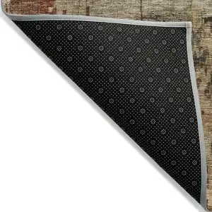 Photo of Khaki Charcoal And Terra Cotta Abstract Washable Indoor Outdoor Area Rug