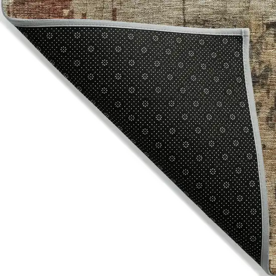 Khaki Charcoal And Terra Cotta Abstract Washable Indoor Outdoor Area Rug Photo 4
