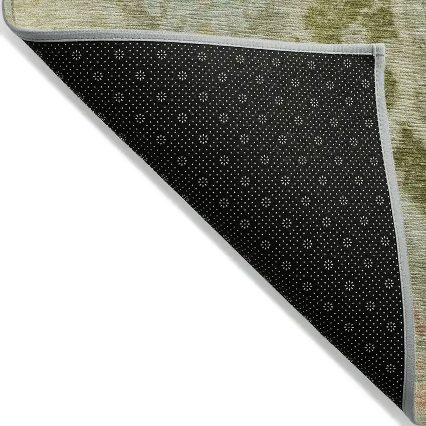 Khaki Gold And Beige Floral Washable Indoor Outdoor Area Rug Photo 8