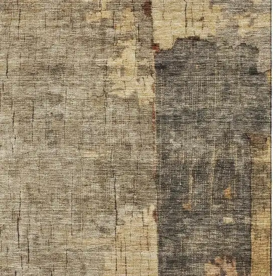 Khaki Gold And Blue Abstract Washable Area Rug With UV Protection Photo 5