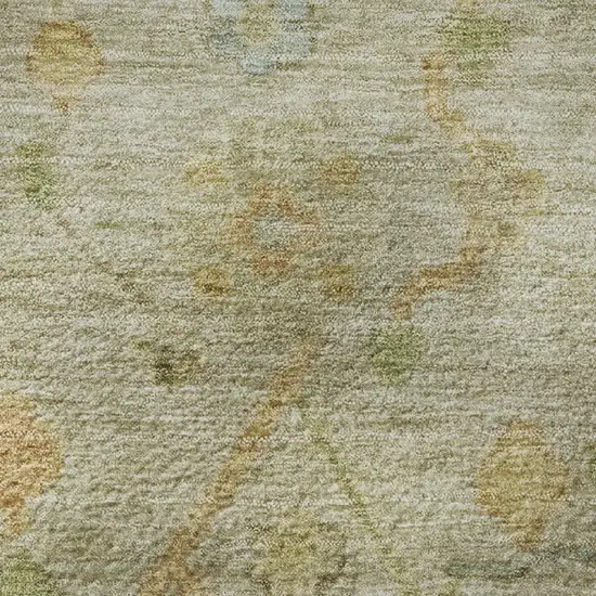 Khaki Gold And Blue Floral Washable Area Rug With UV Protection Photo 8