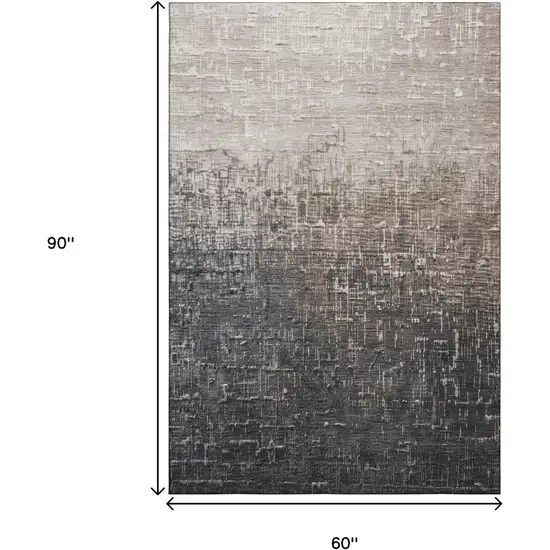 Khaki Gray And Charcoal Ombre Washable Area Rug With UV Protection Photo 6