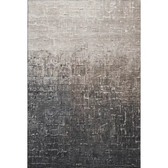 Khaki Gray And Charcoal Ombre Washable Area Rug With UV Protection Photo 1