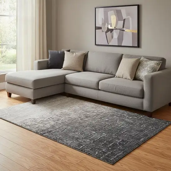 Khaki Gray And Charcoal Ombre Washable Area Rug With UV Protection Photo 2