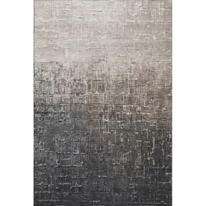 Photo of Khaki Gray And Charcoal Ombre Washable Area Rug With UV Protection