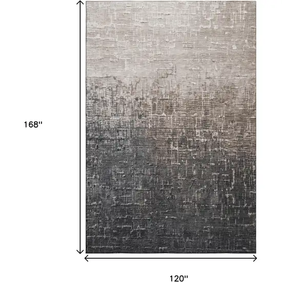 Khaki Gray And Charcoal Ombre Washable Area Rug With UV Protection Photo 9