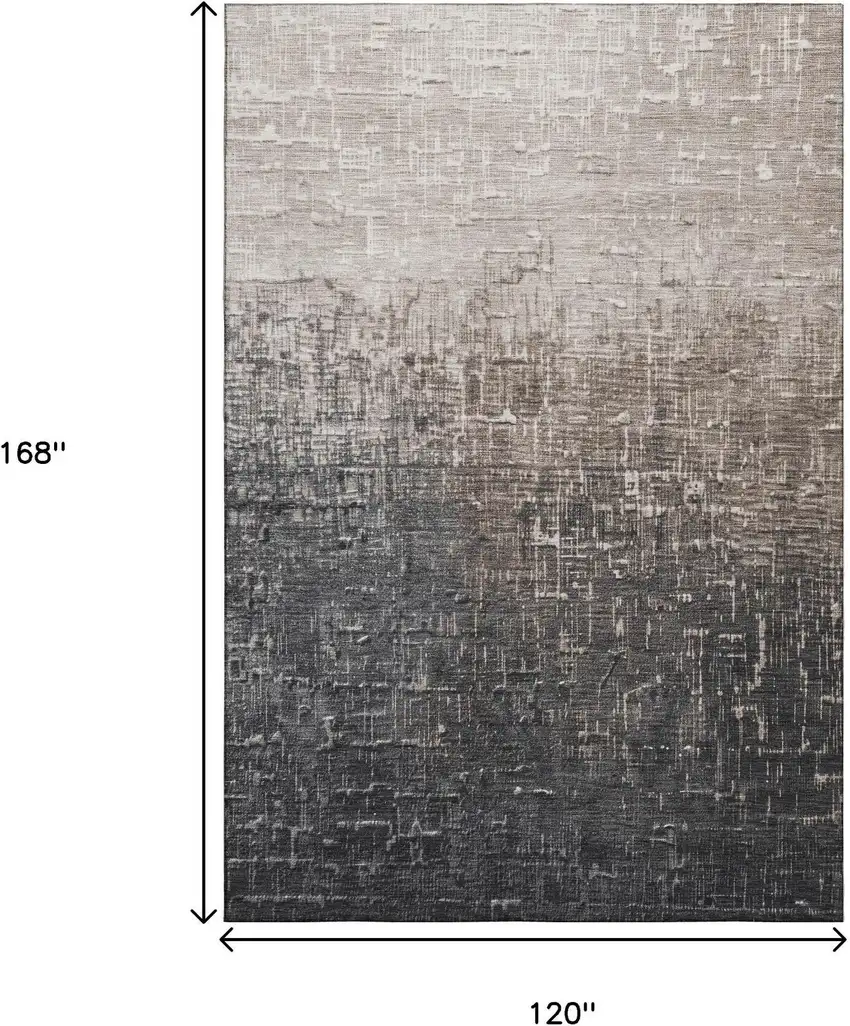 Khaki Gray And Charcoal Ombre Washable Area Rug With UV Protection Photo 9