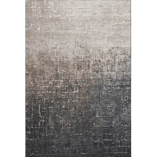 Khaki Gray And Charcoal Ombre Washable Area Rug With UV Protection Photo 2