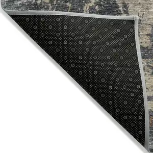Photo of Khaki Gray And Copper Abstract Washable Indoor Outdoor Area Rug