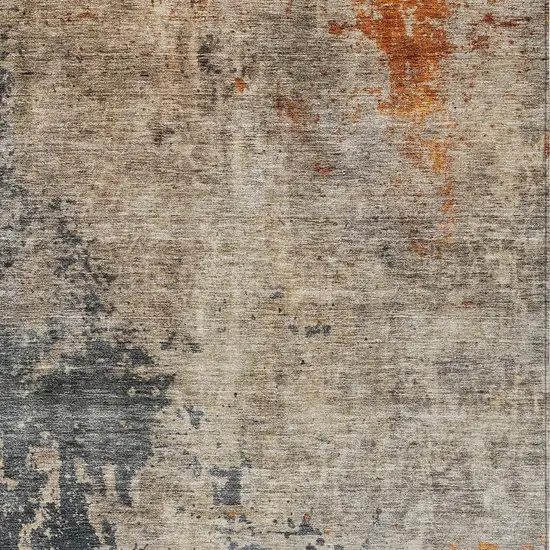 Khaki Gray And Copper Abstract Washable Indoor Outdoor Area Rug Photo 6