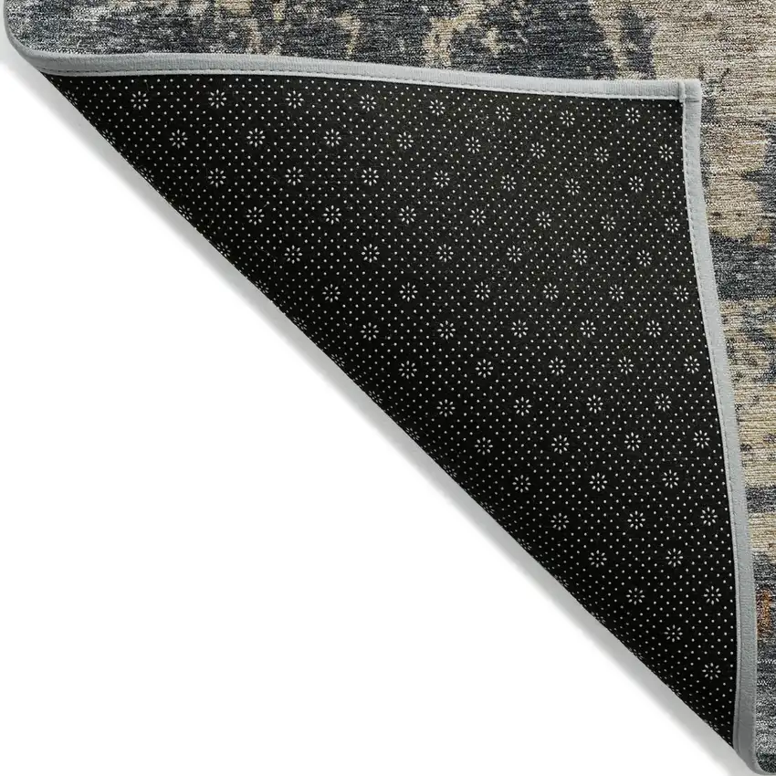 Khaki Gray And Copper Abstract Washable Indoor Outdoor Area Rug Photo 4