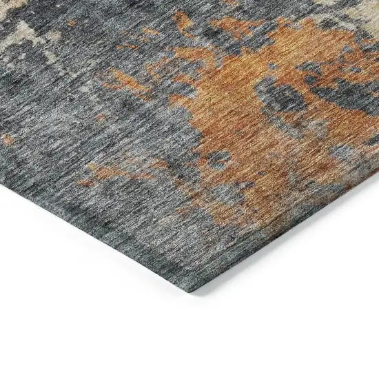 Khaki Gray And Copper Abstract Washable Indoor Outdoor Area Rug Photo 5