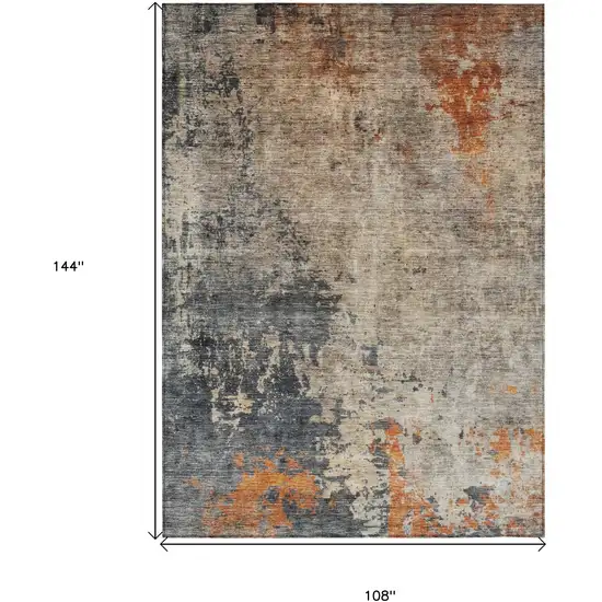 Khaki Gray And Copper Abstract Washable Indoor Outdoor Area Rug Photo 3