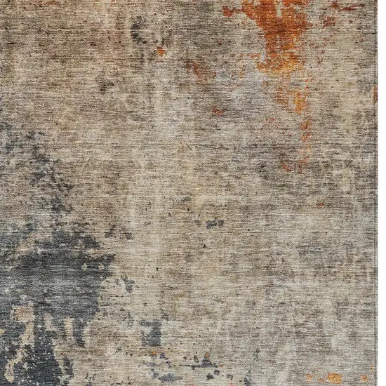Khaki Gray And Copper Abstract Washable Indoor Outdoor Area Rug Photo 6