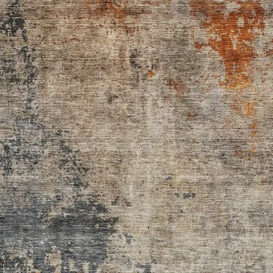 Khaki Gray And Copper Abstract Washable Indoor Outdoor Area Rug Photo 6