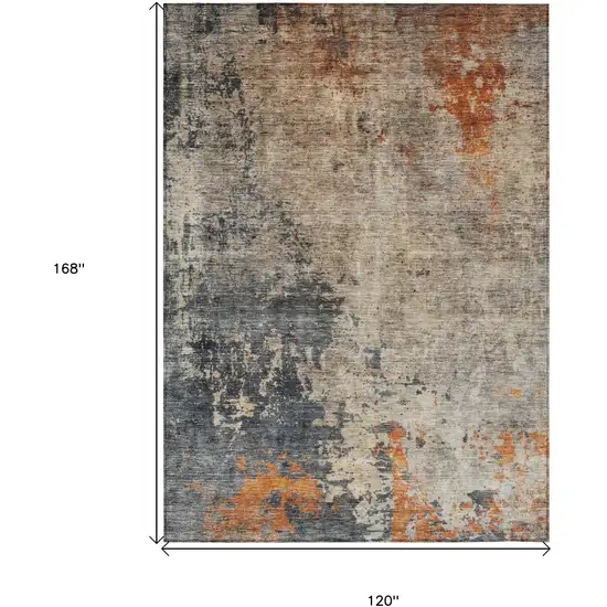 Khaki Gray And Copper Abstract Washable Indoor Outdoor Area Rug Photo 3