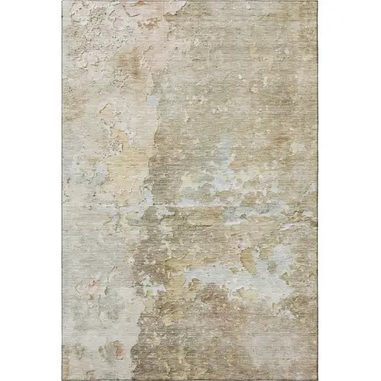 Khaki Gray And Gold Abstract Washable Area Rug With UV Protection Photo 3