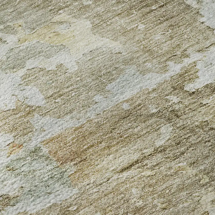 Khaki Gray And Gold Abstract Washable Area Rug With UV Protection Photo 9