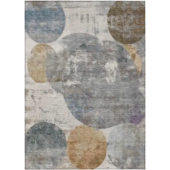 Khaki Gray And Ivory Geometric Washable Indoor Outdoor Area Rug Photo 7