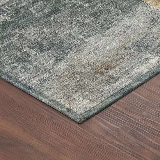 Khaki Gray And Ivory Geometric Washable Indoor Outdoor Area Rug Photo 9