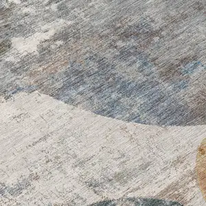 Photo of Khaki Gray And Ivory Geometric Washable Indoor Outdoor Area Rug