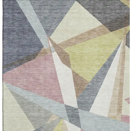 Khaki Gray And Mauve Geometric Washable Area Rug With UV Protection Photo 2