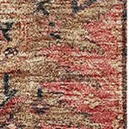 Khaki Gray And Salmon Damask Washable Area Rug With UV Protection Photo 2