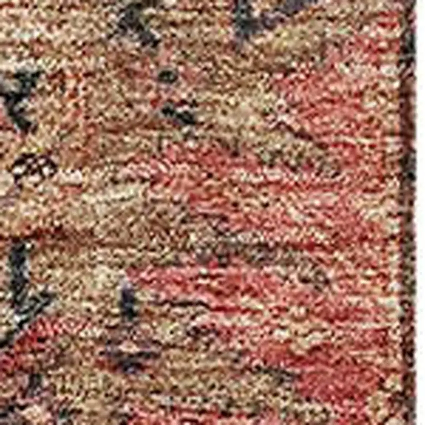 Khaki Gray And Salmon Damask Washable Area Rug With UV Protection Photo 2