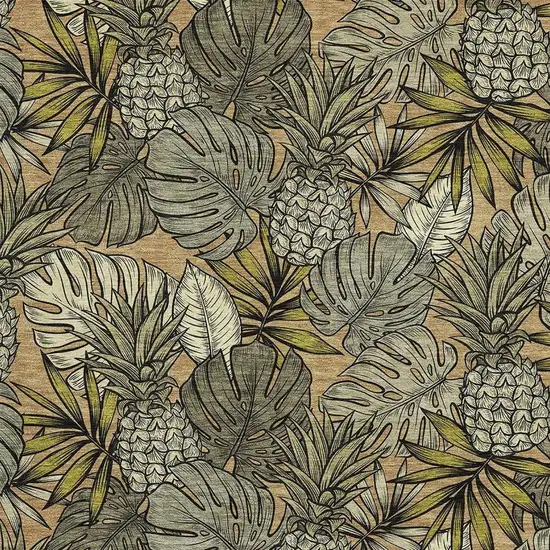 Khaki Gray And Yellow Geometric Washable Area Rug With UV Protection Photo 3