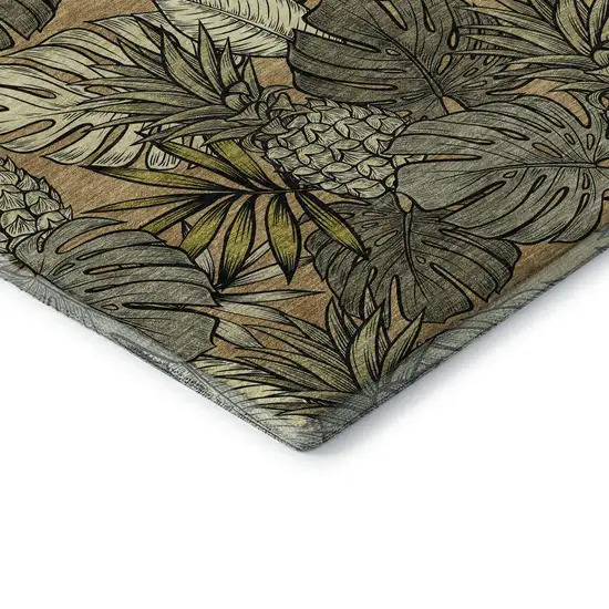 Khaki Gray And Yellow Geometric Washable Area Rug With UV Protection Photo 6