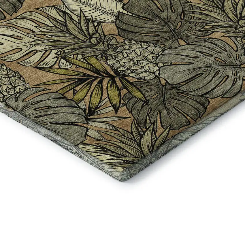 Khaki Gray And Yellow Geometric Washable Area Rug With UV Protection Photo 6
