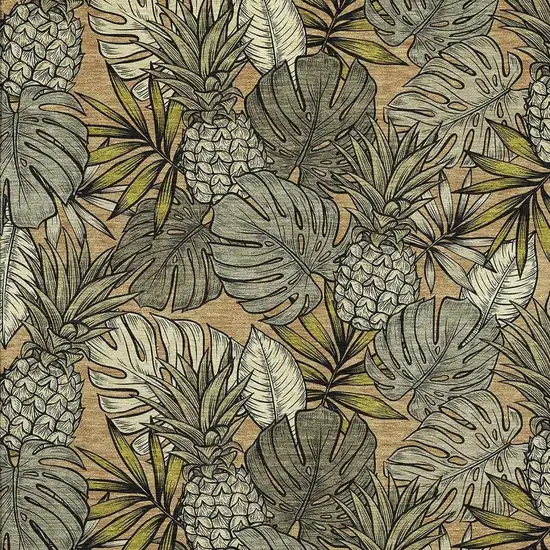 Khaki Gray And Yellow Geometric Washable Area Rug With UV Protection Photo 4