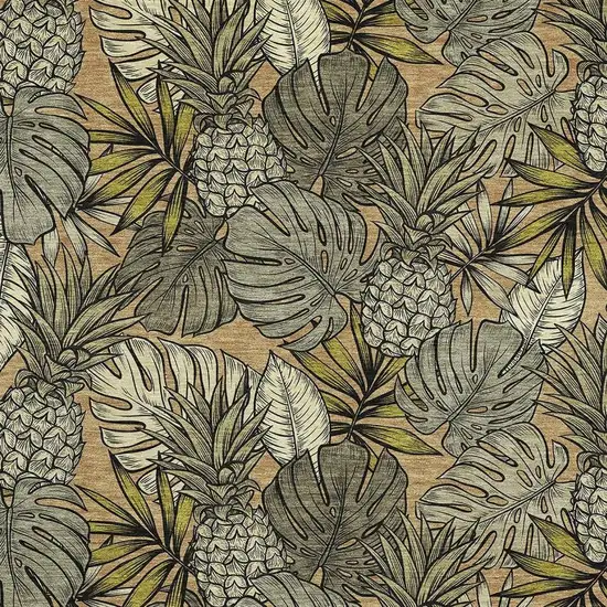 Khaki Gray And Yellow Geometric Washable Area Rug With UV Protection Photo 4