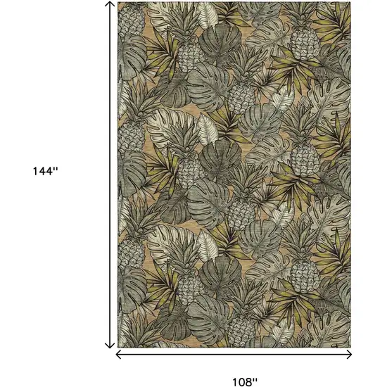 Khaki Gray And Yellow Geometric Washable Area Rug With UV Protection Photo 3