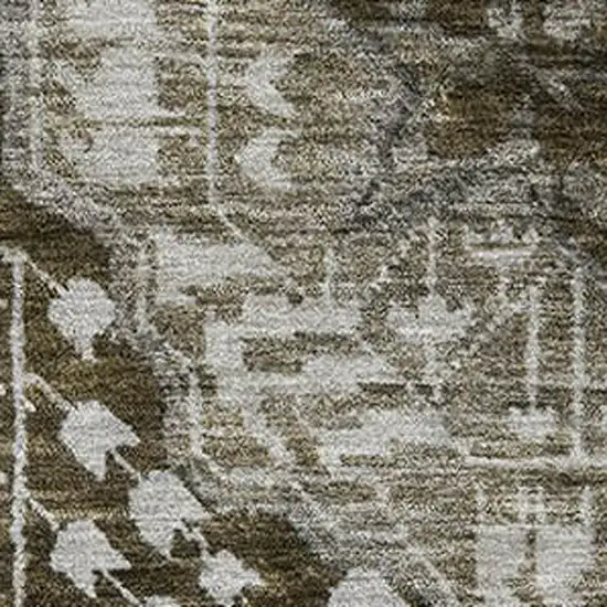 Khaki Ivory And Brown Diamond Washable Area Rug With UV Protection Photo 3