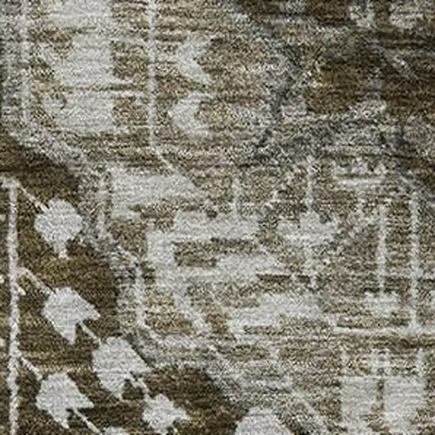 Khaki Ivory And Brown Diamond Washable Area Rug With UV Protection Photo 3